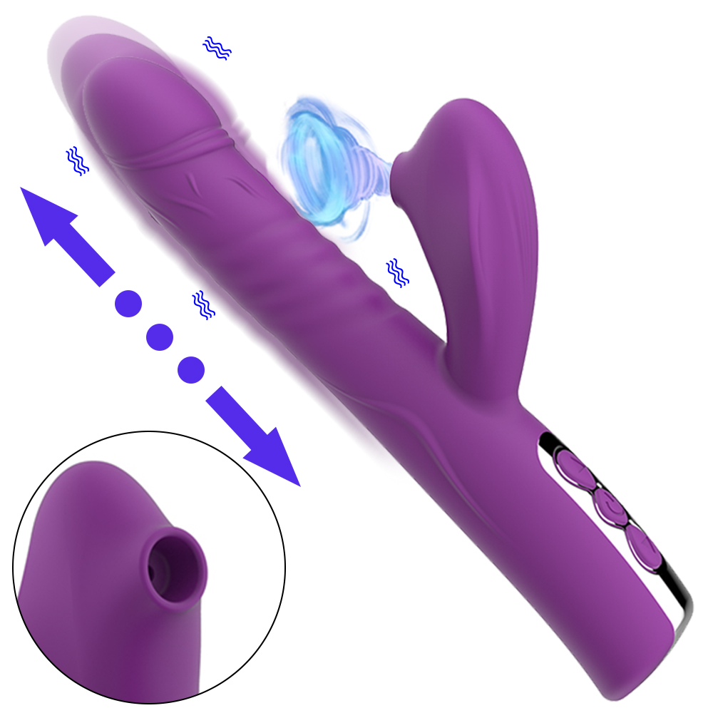 Thrusting Vibrator 5 Frequencies Sucking Modes Clitoris Stimulator AV Wand Massager Sex Toys for Woman