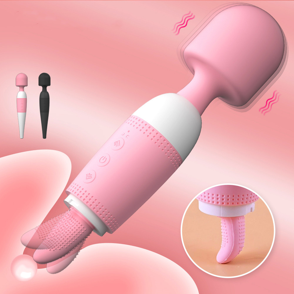Double 10 Strong Frequency AV Stick Tongue Licking Vibrator for Couples