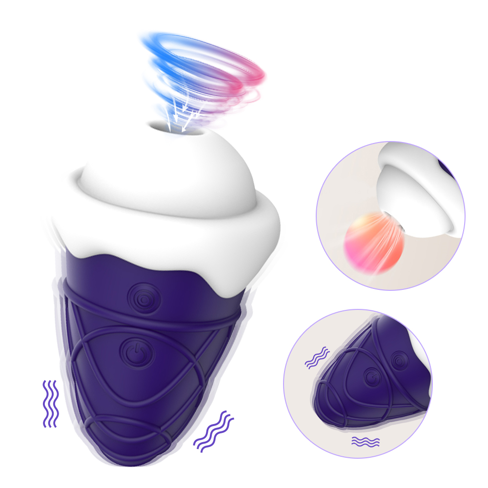 Ice Cream Type 10 Vibration Modes Sucking Vibrator for Couples