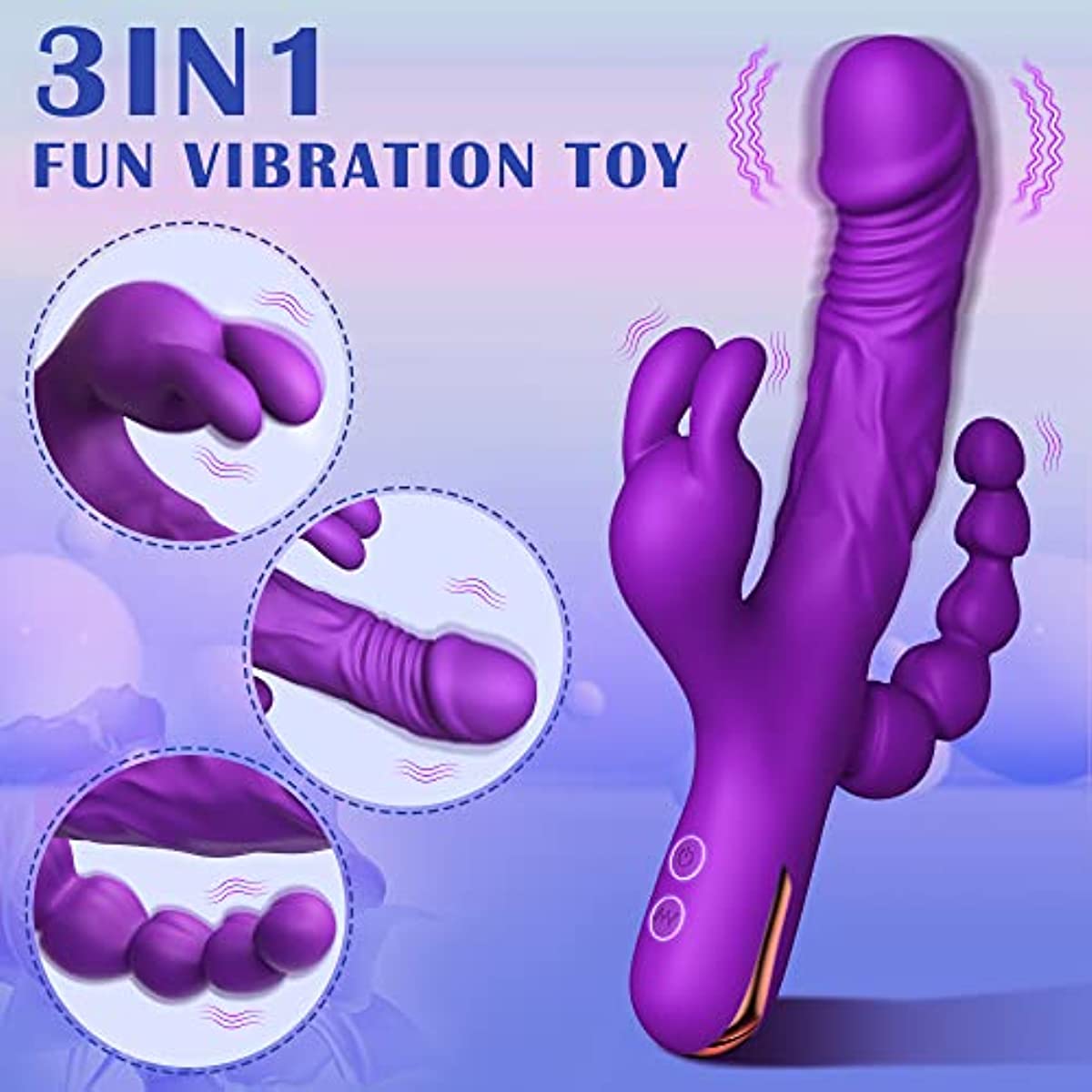 New 3 in 1 Rabbit G Spot Anal Vibrator Sex Toys for Couples