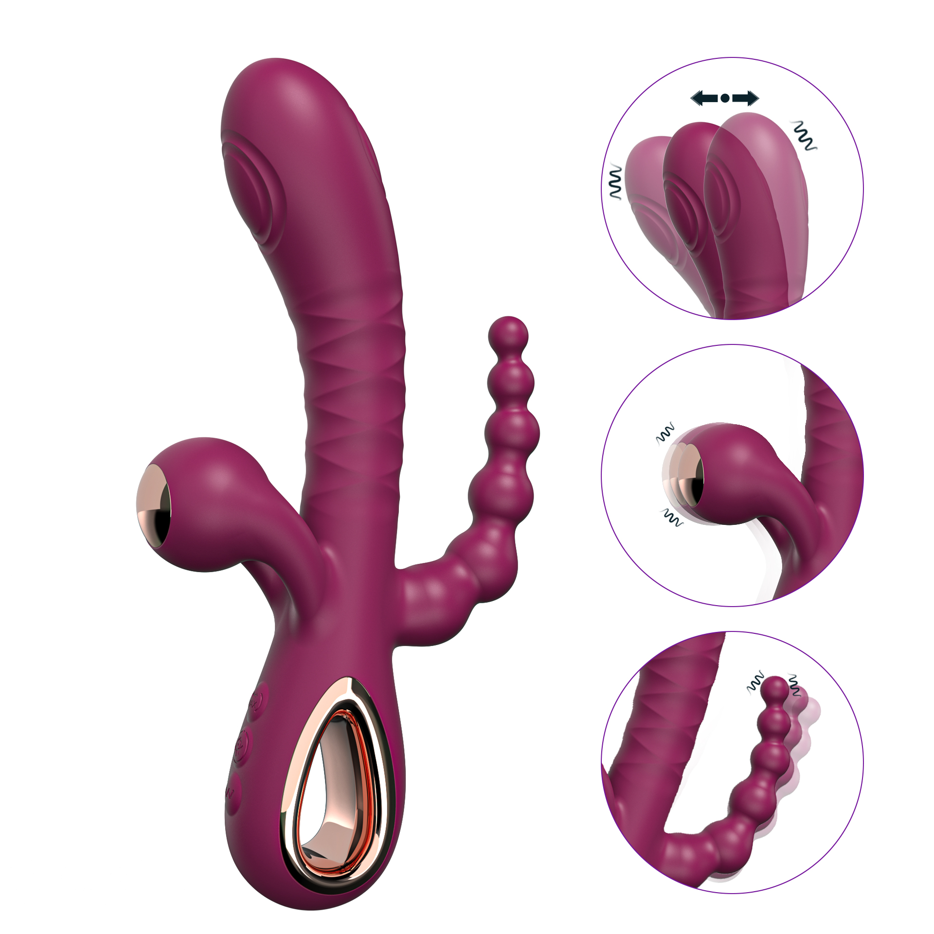 3 in 1 Function dual ended Vibration G sopt vibrator for couples