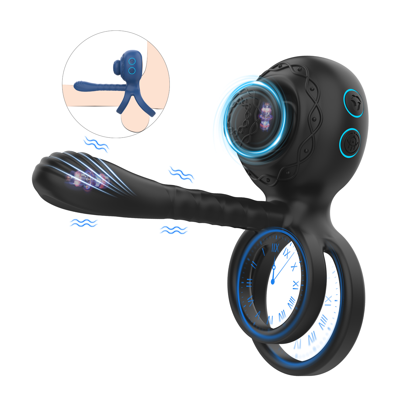 2 in 1 Twist and Vibration with 10 Modes of vibrations Cock Rings for men